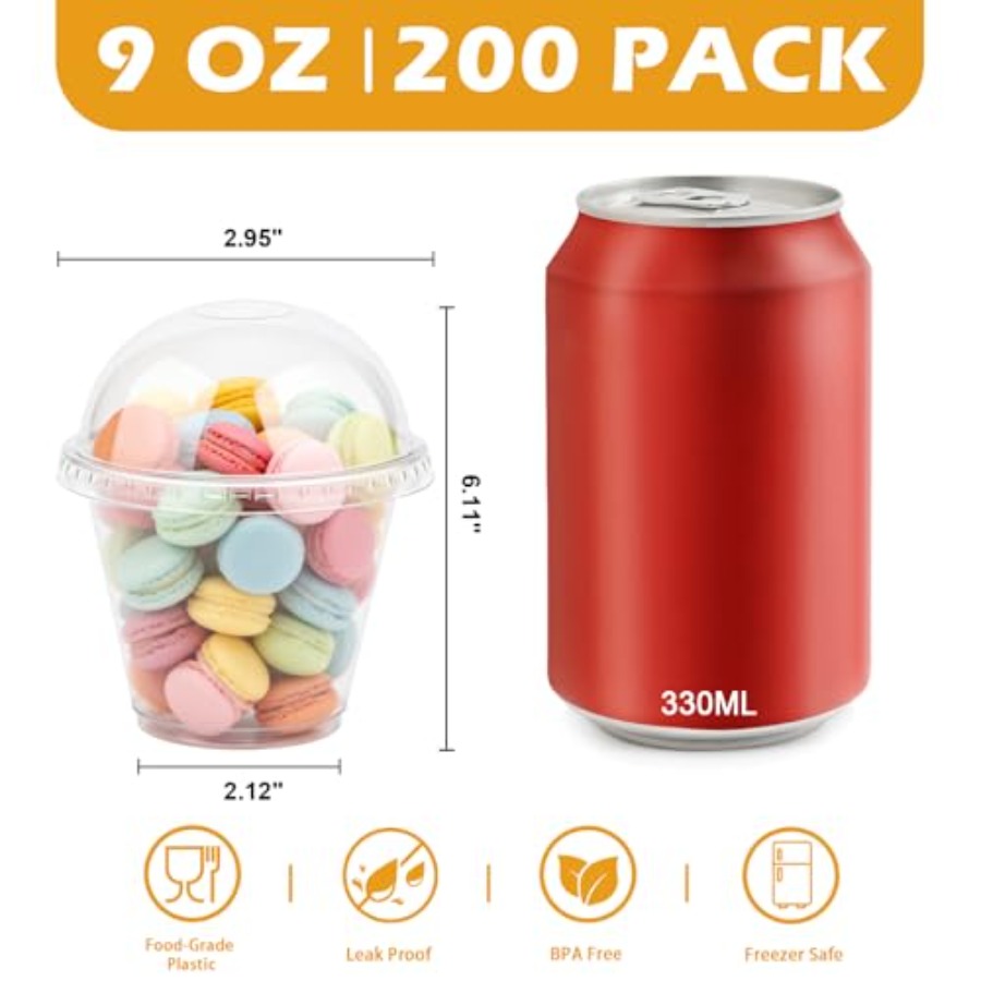 200 Pack 9 oz Clear Plastic Cu - Plastic Dome Clear avaliação e preço