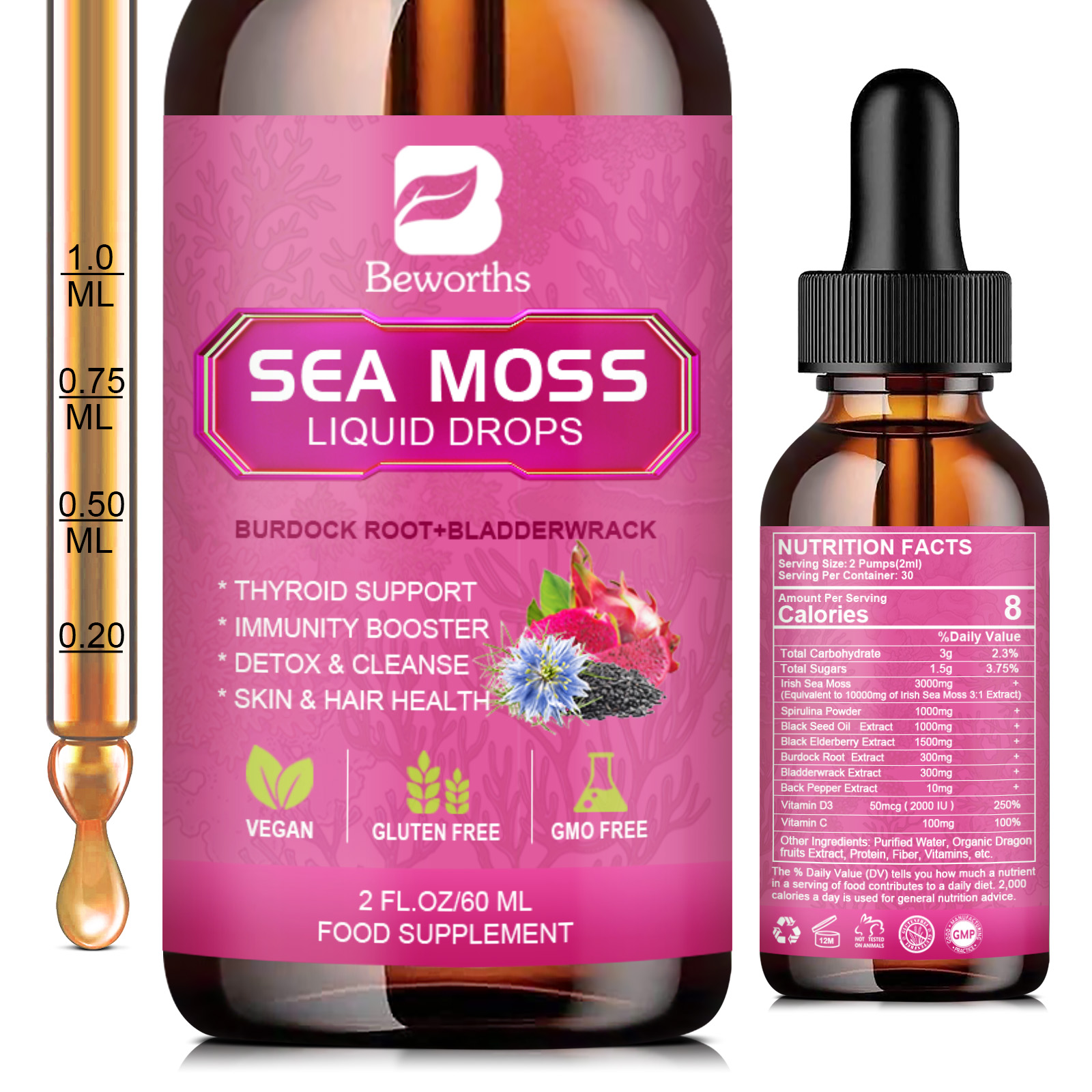 BEWORTHS 3000MG Seamoss Liquid - Root Stimulator Liquid avaliação e preço