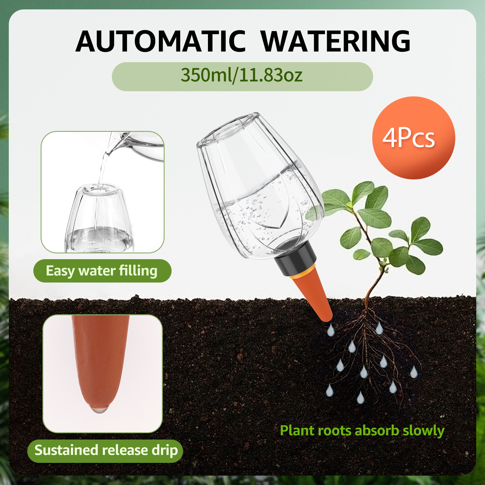 4Pcs Plant Watering Globe Clea - Self Watering Insert avaliação e preço