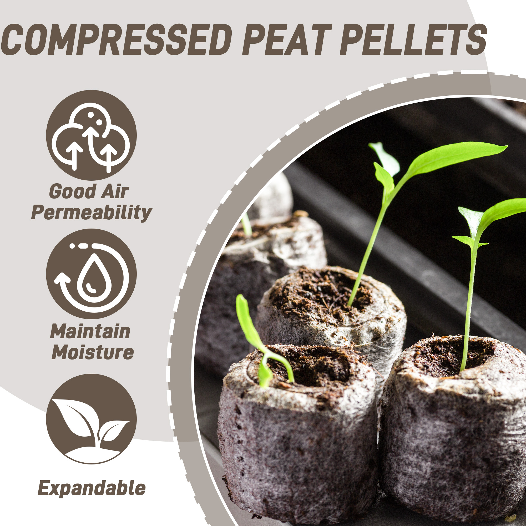 50pcs 35mm Compressed Peat Pel - Peat Pellet Tray avaliação e preço