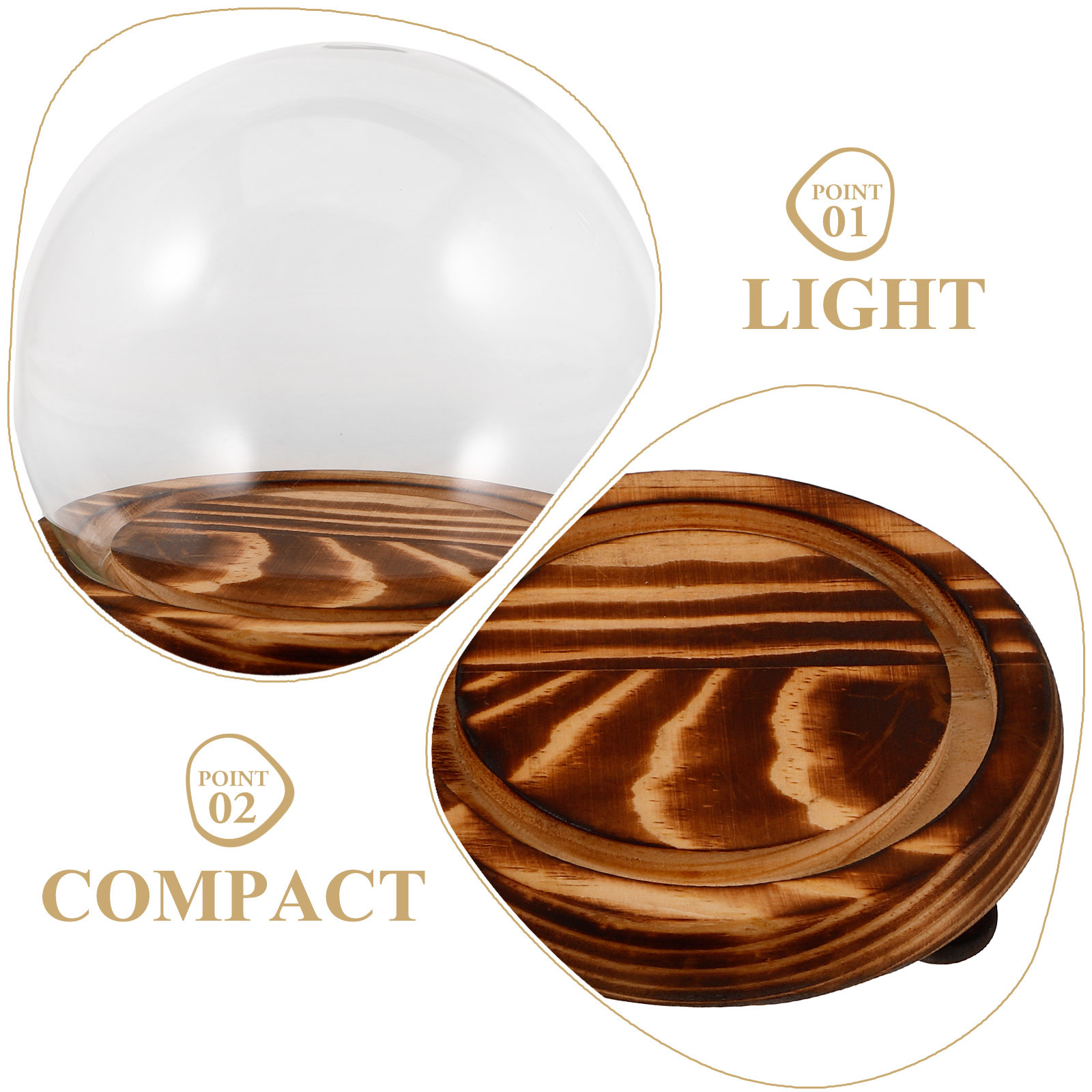 Glass Dome Display Case with W - Plastic Dome Clear avaliação e preço