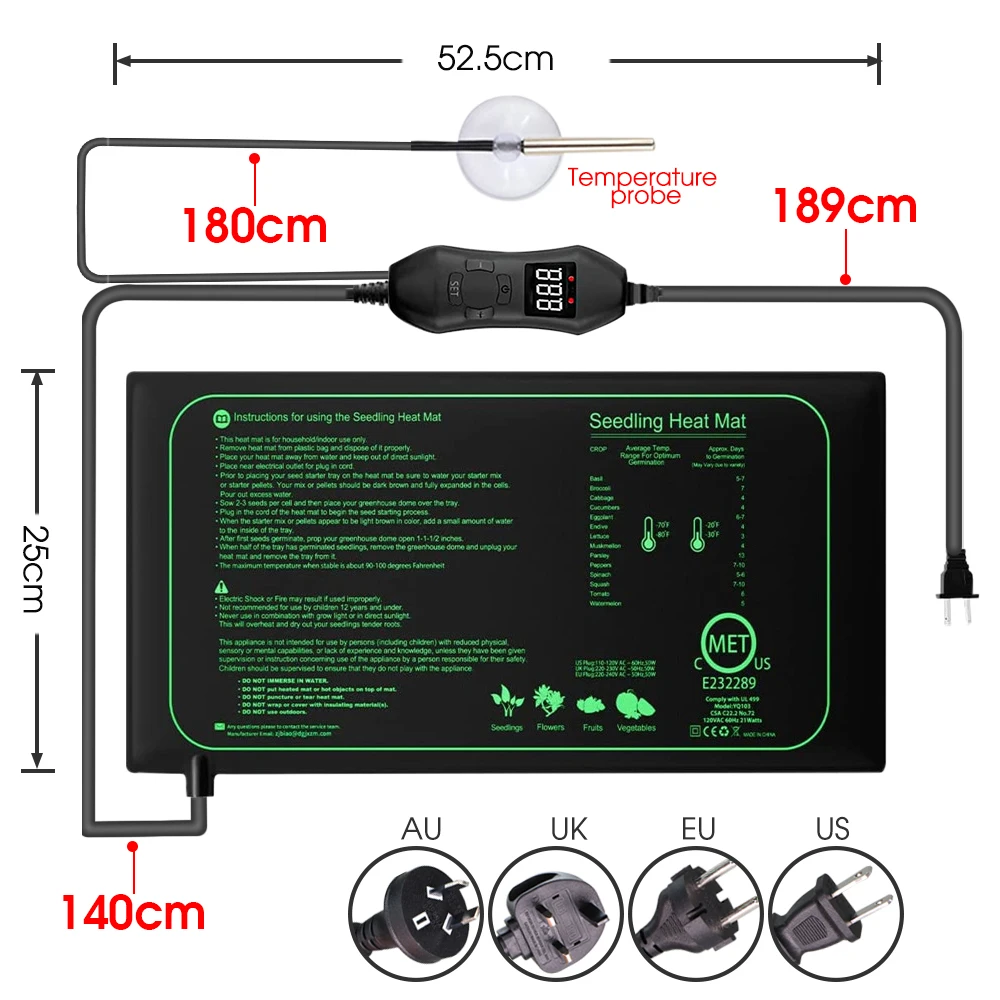50W EU-US/UK/AU Adjustable The - Heat Mat Seedling avaliação e preço